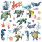 craspire 8 Bogen Fensteraufkleber Mit Schildkröten Motiv Selbstklebend Oktopus Seepferdchen Meeresfisch Meeres Sommer Wandaufkleber Abziehen Und Aufkleben Vinyl PVC Wasserdicht Dekor Für Schlafzimmer