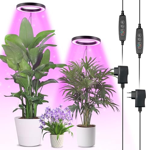 Qoolife Pflanzenlampe led Vollspektrum für Zimmerpflanzen, 155 CM Höhenverstellbare Pflanzenlicht mit 72 LEDs, 3 Dimmbaren Helligkeitsstufen, Zeitschaltuhr 3/9/12 Stunden für Indoor Pflanzen 2 Stück