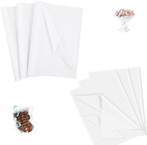 80 Blatt Seidenpapier Weiß 50x70 cm Packseide Transparent Geschenkpapier für Hochzeit Geburtstag Weihnachten DIY Deko Basteln Verpacken