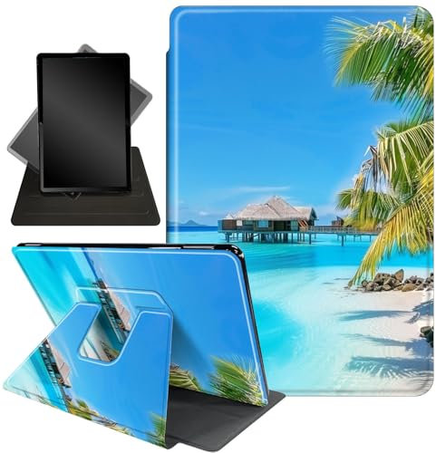 Case for All-New Fire HD 8 & 8 Plus Tablet (12th /10th Gen, 2022/2020),360 Degree Rotating Stand Smart Protective Cover Case,for Amazon Fire HD 8 inch Tablets (2022/2020),Beach and Coconut Trees