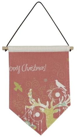 no/no Bandera de lona para colgar en la pared, diseño de ciervo de Feliz Navidad