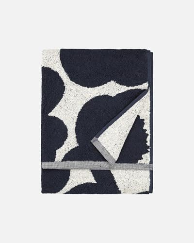 MARIMEKKO Unikko Frottee-Handtuch aus Baumwolle (dunkelblau) – Handtücher mit Blumenmuster – 71,1 x 50,8 cm