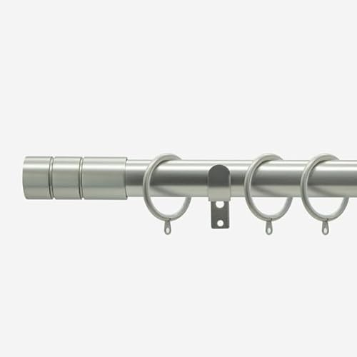 Brushed Steel 28mm Barrel Fixed Length Metal Curtain Pole