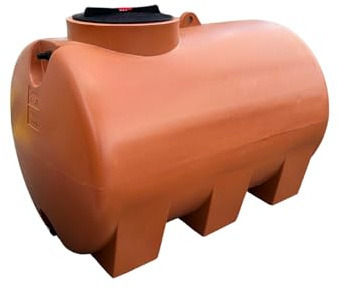 Wassertank aus Polyethylen, zylindrisch, horizontal, 300 Liter, Farbe Terracotta, hergestellt in Italien