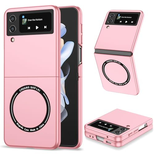 Bakicey Compatibile con Samsung Galaxy Z FLIP 4, pieghevole, ultra sottile, in PC, con magnetico, antiurto, antigraffio, per Samsung Galaxy Z FLIP 4, rosa