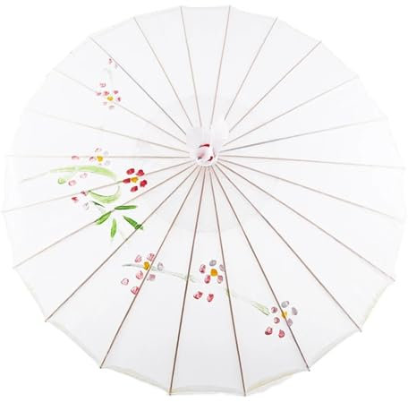 Sonnenschirm aus Ölpapier 84cm Blossoms Ancient Dance Umbrella Decorative Oil Paper Umbrella Ölpapier-Regenschirm(White)