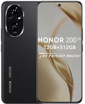 HONOR 200 Smartphone 5G 12GB 512GB, 120Hz 6.7 AMOLED, tripla fotocamera 50 MP, Snapdragon 7 Gen 3, 5200mAh Batteria, Android 14, Dual Sim, NFC, Nero (Ricondizionato)