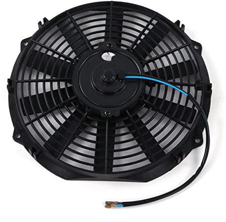 HELEVIA 80W 12 Pouces électriques Minces 10 Lames 2100 Tr/Min Universelles pour la Voiture 12V, Ventilateur de Refroidissement par Radiateur avec Moteur Réversible, Idéal pour les