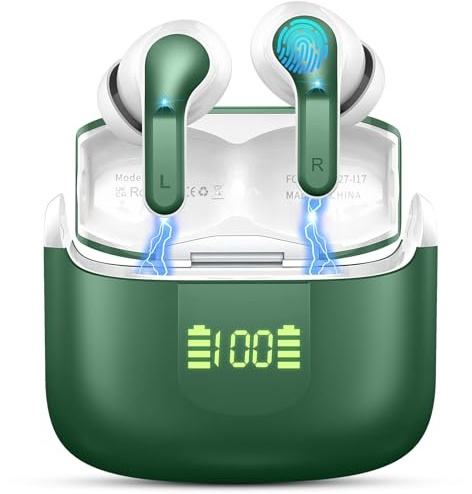 Ordtop Cuffie Bluetooth, 2025 40H Verde Scuro Auricolari Bluetooth con microfono HD