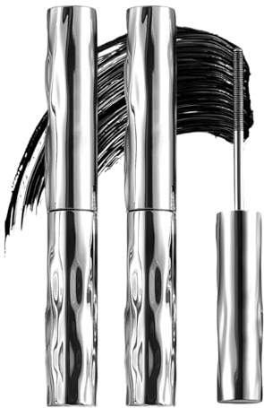 2 Pack Ultimate Length Curl Mascara Set,Wasserfeste Schwarze Mascara,Curling Ironeye Mascaras Stab Aus Metall,Langanhaltende Sichtbar geschwungene Wimpern,Smudge Proof for Sensitive Eyes Makeup