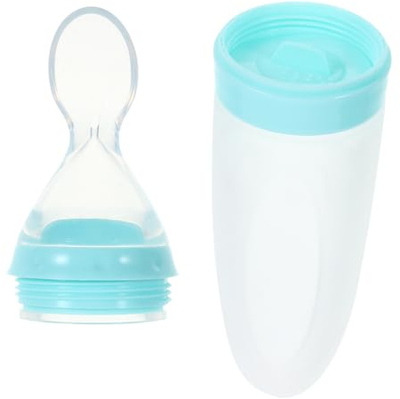 ORFOFE Babybrei Flasche mit Löffel frei Weiche Squeeze Fütterung für Reisbrei und Obstpüree Sichere Fütterungshilfe für Kleinkinder Praktische Einhandbedienung