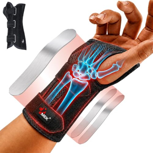 Handgelenkschiene mit anatomischer Metallschiene - Medizinprodukt aus der EU - Stabilisierung bei Karpaltunnelsyndrom & Sehnenscheidenentzündung - Handgelenkbandage 6004 (Schwarz, XL, Rechts)