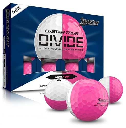 Srixon Q-Star Tour Divide – Zweifarbige Urethan-Golfbälle, Ideal für Damen | Weiches Schlaggefühl, optimierte Weite | FastLayer Core mit 74 Kompression | Geschenkidee für Golfer | 12er-Pack
