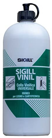 SIGILL, Vinil, Colla Vinilica Universale, Ideale per le Applicazioni Tipiche dell'Industria del Legno, non Contiene Solventi, Trasparente dopo l'Indurimento, Made in Italy, Flacone 250 g