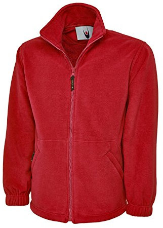 Giacca in pile con zip integrale, stile classico, ideale per sport, lavoro e tempo libero Red Large