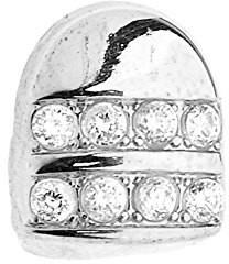 Micro Pave Single Zahn Grill - One size fits all - Silber