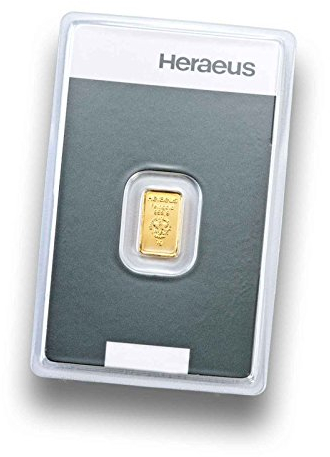 Goldbarren 1g - 1 Gramm Gold - Heraeus - Feingold 999.9 - Prägefrisch - LBMA zertifiziert