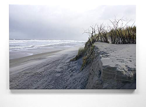 Atemberaubende Nordsee Bilder als XXL Leinwand-Wandbild 180cm x 120cm, Motiv Norderney Strand, Sturm. EIN Panorama-Bild für Wohnzimmer, Schlafzimmer. Fertig aufgespannt auf 4cm Holz-Keilrahmen