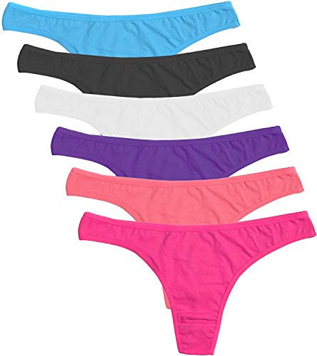 DRESHOW Tangas en Coton pour Femmes Underwear String Culotte Hipster Taille Basse Invisible, Lot de 6