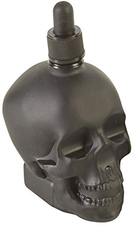 Cocktail Bouteille Crâne Tête de Mort Noire Compte-Gouttes Essences Aromatiques Pipette Rechargeable Dropper Skull Design (3 tailles disponibles) (60 ml)