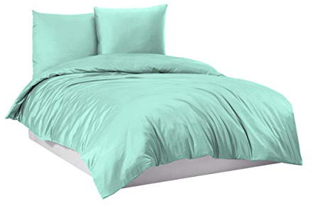 Mixibaby Bettwäsche Bettgarnitur Bettbezug 100% Baumwolle 135x200 155x220 200x220 200x200, Farbe:Mint, Größe:155 x 220 cm