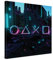 PICANOVA – Premium Leinwanddruck – Leinwandbild Cyberpunk City 80x80cm – Kunstdruck Auf 2cm Holz-Keilrahmen Für Schlaf- Und Wohnzimmer – Kollektion Gaming Console Gamepad Symbols