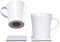 silwy® Porzellan Magnet-Henkel-Tassen (2er Set) inkl. zwei Metall-Nano-Gel-Pads WHITE - rutschfeste Camping- und Caravaningtassen, Boot- und Yachtzubehör