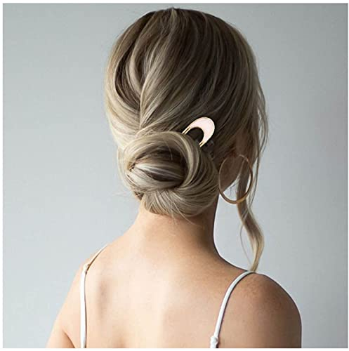 Yheakne Fermaglio per capelli a forma di conchiglia naturale a forma di U Forcella per capelli in metallo Fermaglio per capelli Ferma panino francese Fermaglio per capelli Spilla a 2 punte Accessori