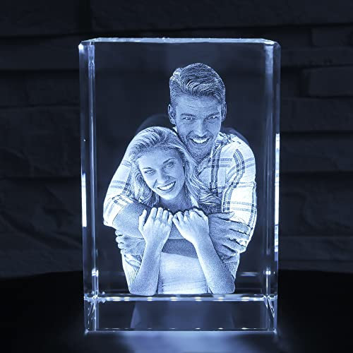 MyPrezzie 3D Glasfoto - Ihr Foto im Glas gelasert - Fotogeschenk aus Glas (transparent) mit Dein Foto (L Hochformat)
