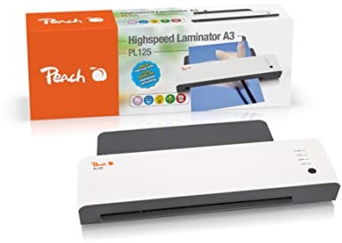 Peach Laminiergerät A3 - Schnell startklar nur 60 Sekunden vs. 3-5 Min. - 1,5 Folien A3 pro Minute / 3 Mal schneller als bisher üblich PL125A