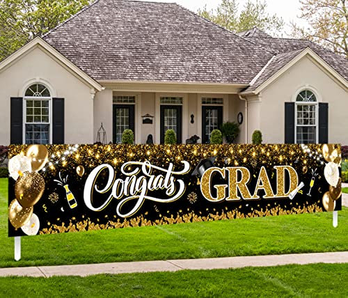 2024 Abschlussdekorationen - Congrats Grade Yard Schild Banner Dekoration für Klasse 2024 Abschlussfeier Party Supplies