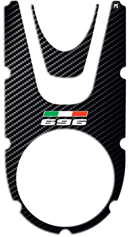 Paraserbatoio.it ADESIVO FORCELLE RESINATO EFFETTO 3D - Protezione zona serbatoio e chiave accensione per moto compatibile con DUCATI MONSTER 696 dal 2008 al 2014 Misure 263,8 x 138,1 mm carbon