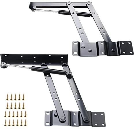 Knpwer 2 Stück Möbelscharnierfeder Lift Up, Möbelscharnierfeder Klapp,Klapp Lift Up Feder Scharniere für Möbelzubehör (Black, Style 1)