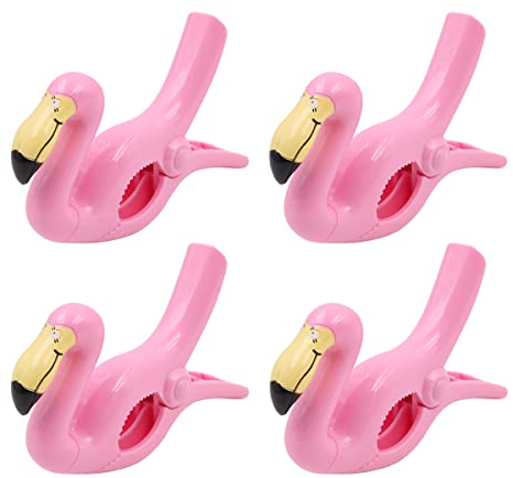 WANGCL Handtuchklammer, 4 Stück, Rosa, Flamingo-Stil, Kunststoff, Tropisch