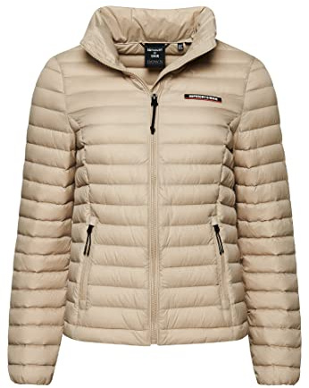 Superdry Damen Tech Core Daunenjacke, schmale Passform, klassisches Steppdesign, Grau - Feather Grey, 42