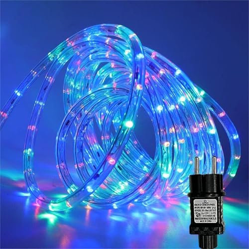 Gresonic 400LED 20M Lichterschlauch Aussen, Lichterkette mit Strom, Led Schlauch 8 Modi(Bunt Blau, 400LED)