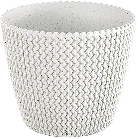 Prosperplast Blumentopf, gebrochenes Weiß, ohne Tank, Kollektion SPLOFY Eco Wood, 18,7 x 18,7 x 15,8 cm, Fassungsvermögen 3 l.
