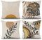 ASDCXZ 4 Stück Kissenbezug Boho 50x50 cm, Modern Abstrakt Kunst Linie Sonne Blätter Beige Dekokissen Kissenbezüge Kissenhülle Waschbar Polyester Flachs Textil Polster Kopfkissenbezug Kissen Bezug