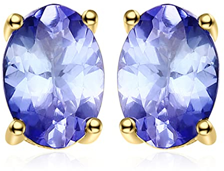 JewelryPalace Oval 1ct Echt Tansanit Solitär Ohrstecker Silber 925 Damen, Blau Naturstein Braut Schmuck Set, Ohrringe Silber Edelstein Mädchen,Ohrstecker Silber Klein Schmuck Frauen Geschenk Vergoldet