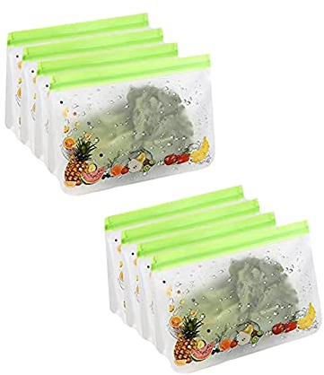 MXDHOKY 8 Stück Gefrierbeutel Wiederverwendbar, Aufbewahrungsbeutel für Lebensmittel, Silikonbeutel Wiederverwendbar, Küchen-Aufbewahrungsbeutel für Obst, Fleisch, Gemüse für Zuhause und Unterwegs