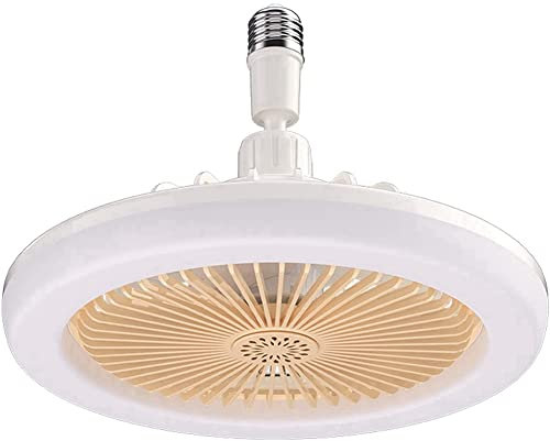 Fxndknjks E27 Ceiling Fan with Lights,Enclosed Low Fan Light, Electric Fan Gimbal Lamp Holder(Cream Color)
