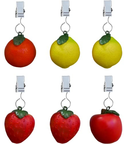 SHACAMO 6er-Set Tischdeckenbeschwerer - Tischtuchgewichte Mit Stahlclips - ca. 40g - 50g (Obst)