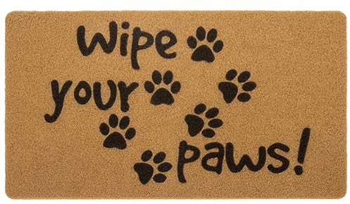 Wipe Your Paws Doormat Coco Coir Welcome Mat for Outdoor Entrance, Non-Slip Door Mat Entryway Rug Absorbent Resist Dirt