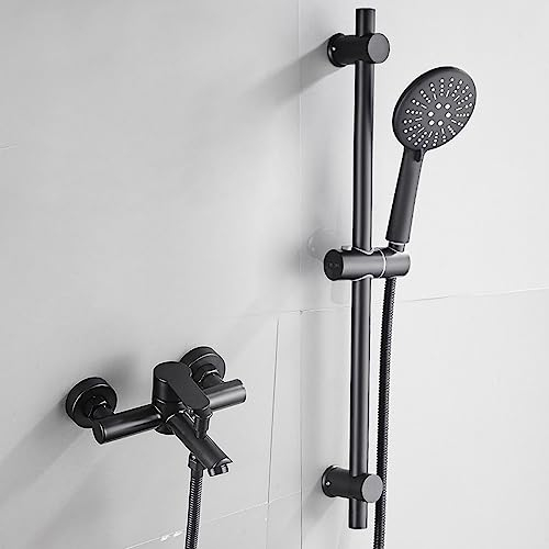 Dusch-Set Badarmatur - Einhand-Wannenbatterie, mit Temperaturbegrenzer & Keramikkartusche & Tempesta 100 |Brause- & Duschsystem - Brausestangenset, inkl. Handbrause, Brausestange, Schlauch (D)