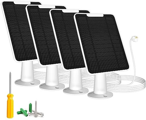 6W Solar Panel Charger Compatible with Google Nest Camera Outdoor & Indoor (Battery Version), Solar Power for Google Nest Cam, IP65 Weatherproof, w/Secure Wall Mount & Screwdriver, 13ft Cable, 4 Pack