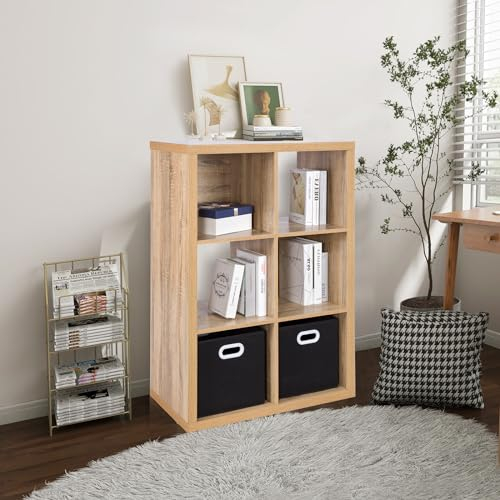 PACHIRA Bücherregal 2 * 3, 36mm Dicke Bücherschrank Stufenregal, Holz Standregal, offenes Aufbewahrungsregal Würfelregal für Kleidung, Spielzeug, Büroregal für Wohnzimmer, Schlafzimmer