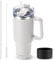 TaroKitc 40 oz Tumbler with Handle | Stainless Steel Insulated Travel Mug Iced Coffee Cup with Lids and Straw | Keeps Drinks Cold for 34 Hours | Dishwasher Safe, BPA Free(White)