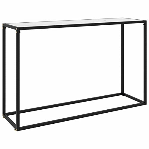 ZEYUAN Konsolentisch, Beistelltisch, Sideboard Wohnzimmer, Flur Möbel, Couchtisch, Wohnzimmer Tisch, Regal Wohnzimmer, Weiß 120x35x75 cm Hartglas