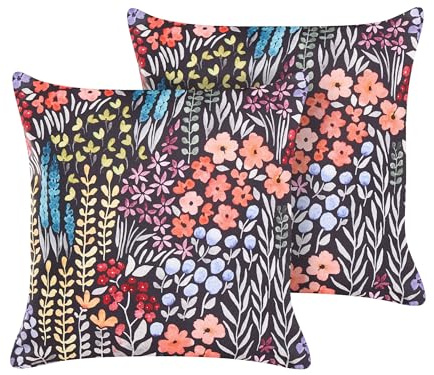 Beliani Gartenkissen 2er Set bunt 45 x 45 cm quadratisch Blumenmuster Outdoor Castelaro