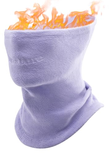 Qunature Cache Cou Polaire Réversible Épais Hiver Foulard Élastique Masque Écharpe Femme Homme Sous Casque Durable Ski Patinage Vélo Randonnée Escalade Pêche Nylon S Violet